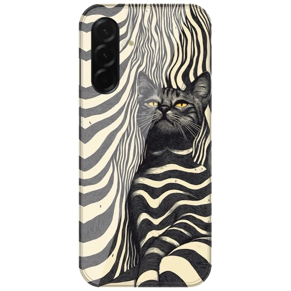 Zebra Stripe Cat - Printed Silicone Case for Samsung Galaxy A17