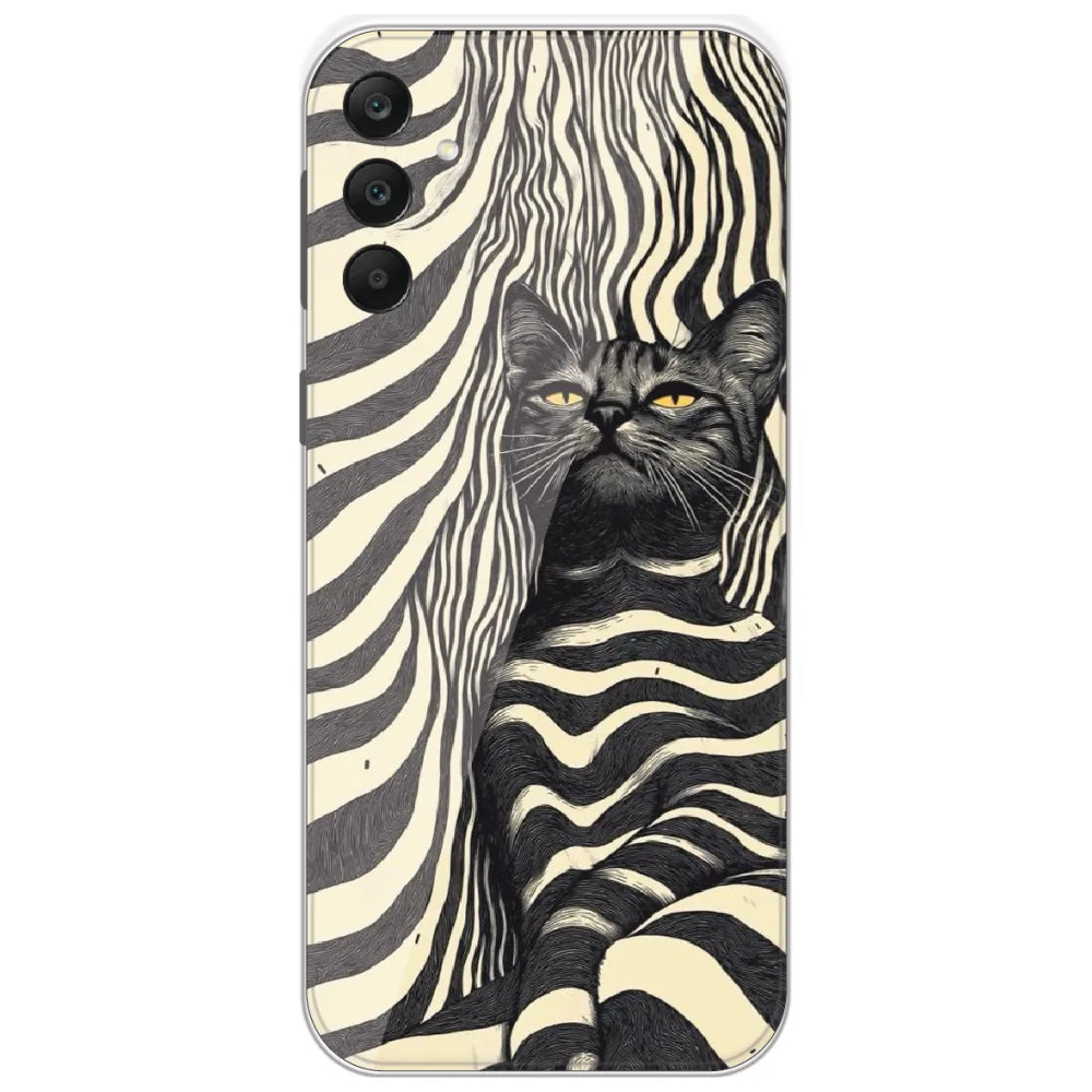 Zebra Stripe Cat - Printed Silicone Case for Samsung Galaxy A25