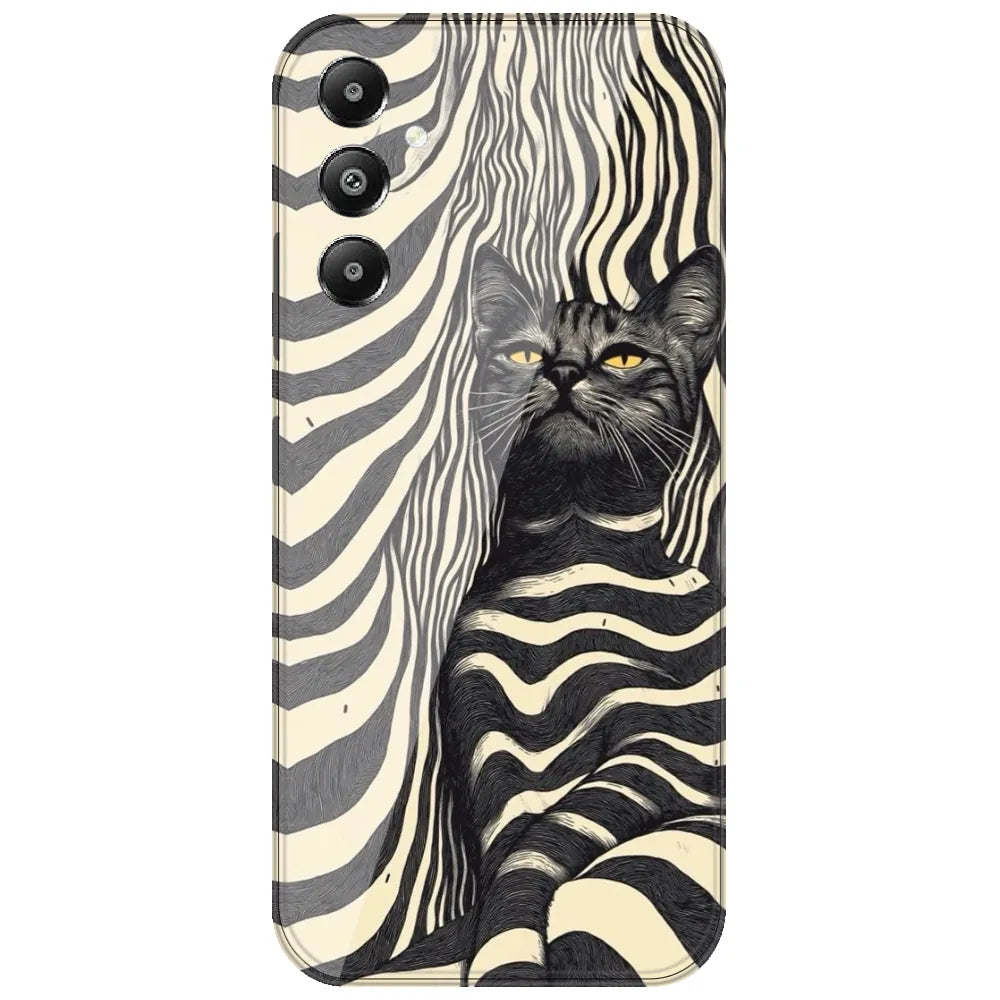 Zebra Stripe Cat - Printed Silicone Case for Samsung Galaxy A54 5G