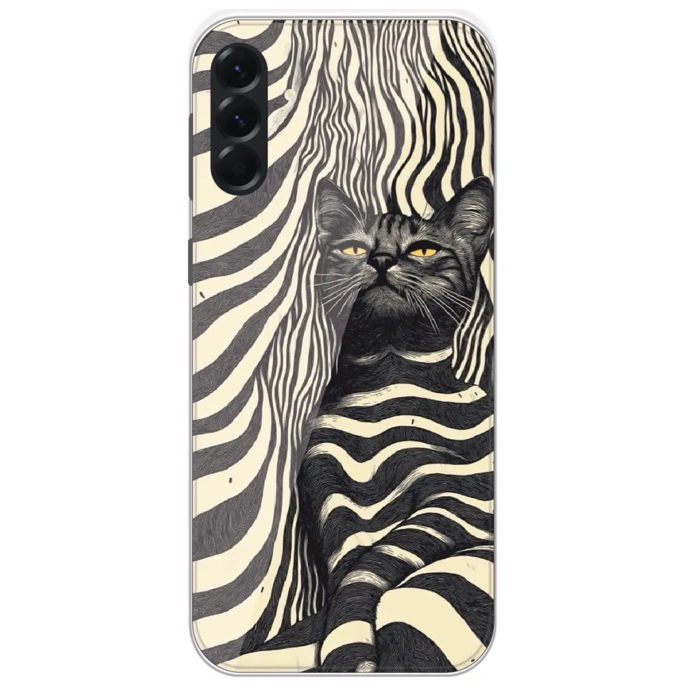 Zebra Stripe Cat - Printed Silicone Case for Samsung Galaxy A56