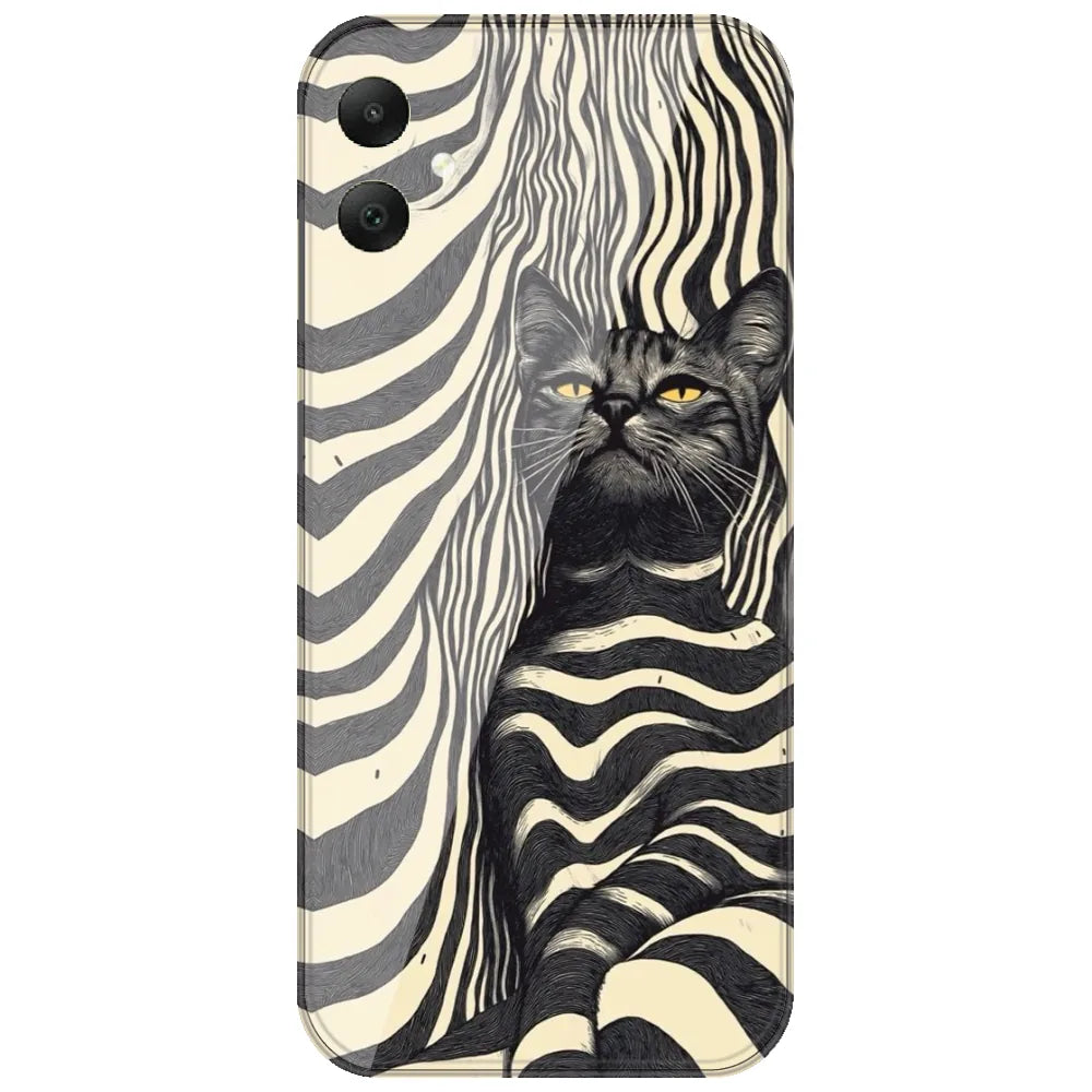 Zebra Stripe Cat - Printed Silicone Case for Samsung Galaxy F05