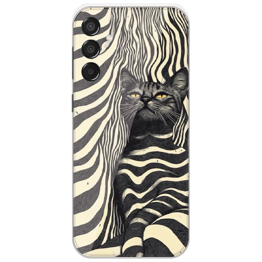 Zebra Stripe Cat - Printed Silicone Case for Samsung Galaxy M15