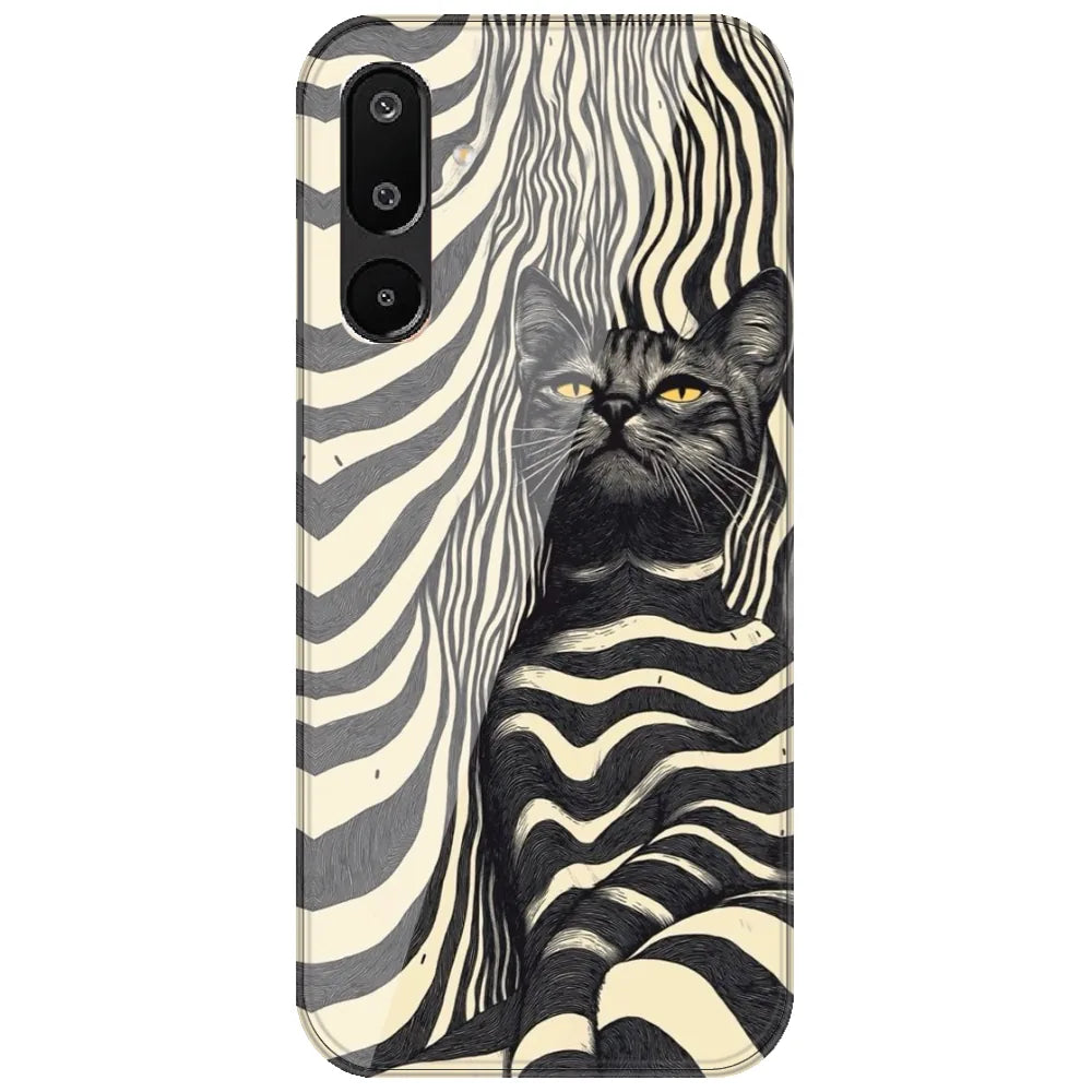 Zebra Stripe Cat - Printed Silicone Case for Samsung Galaxy M16