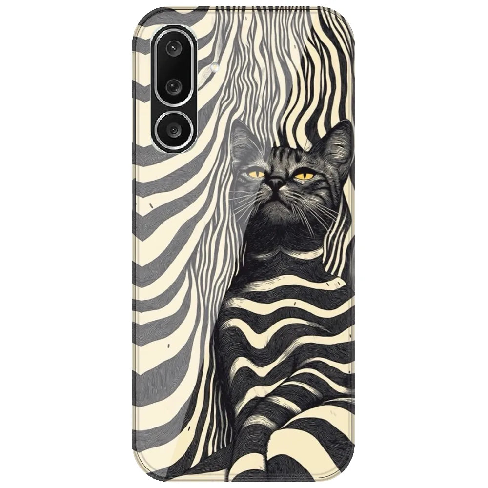 Zebra Stripe Cat - Printed Silicone Case for Samsung Galaxy M36