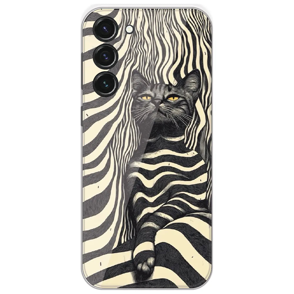 Zebra Stripe Cat - Printed Silicone Case for Samsung Galaxy S23 5G