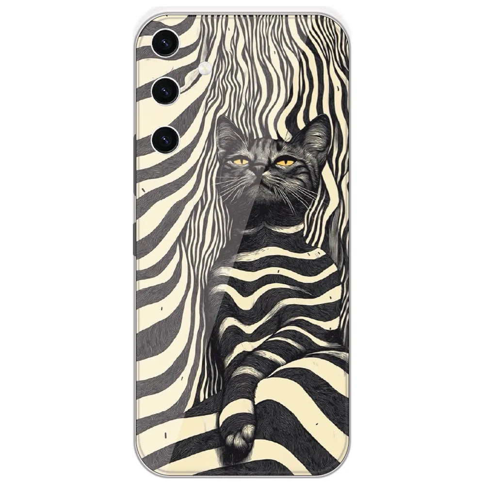 Zebra Stripe Cat - Printed Silicone Case for Samsung Galaxy S23 Plus 5G
