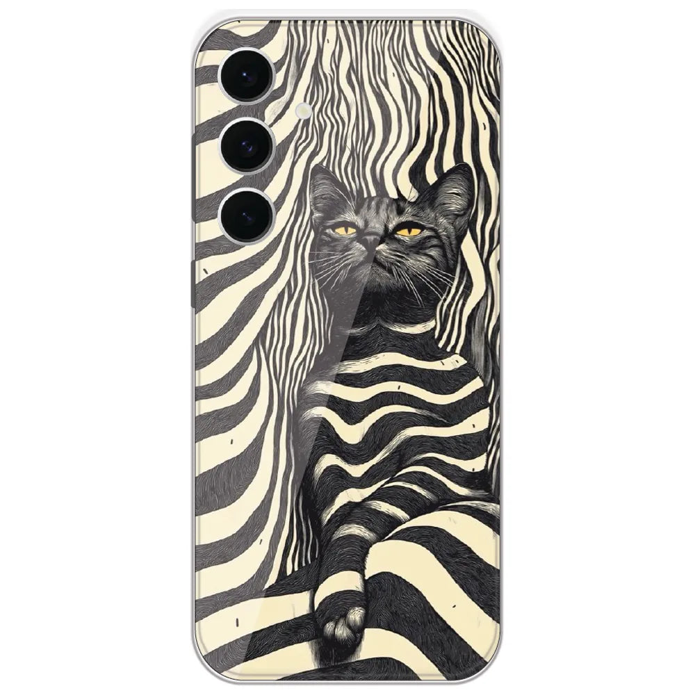 Zebra Stripe Cat - Printed Silicone Case for Samsung Galaxy S24 FE