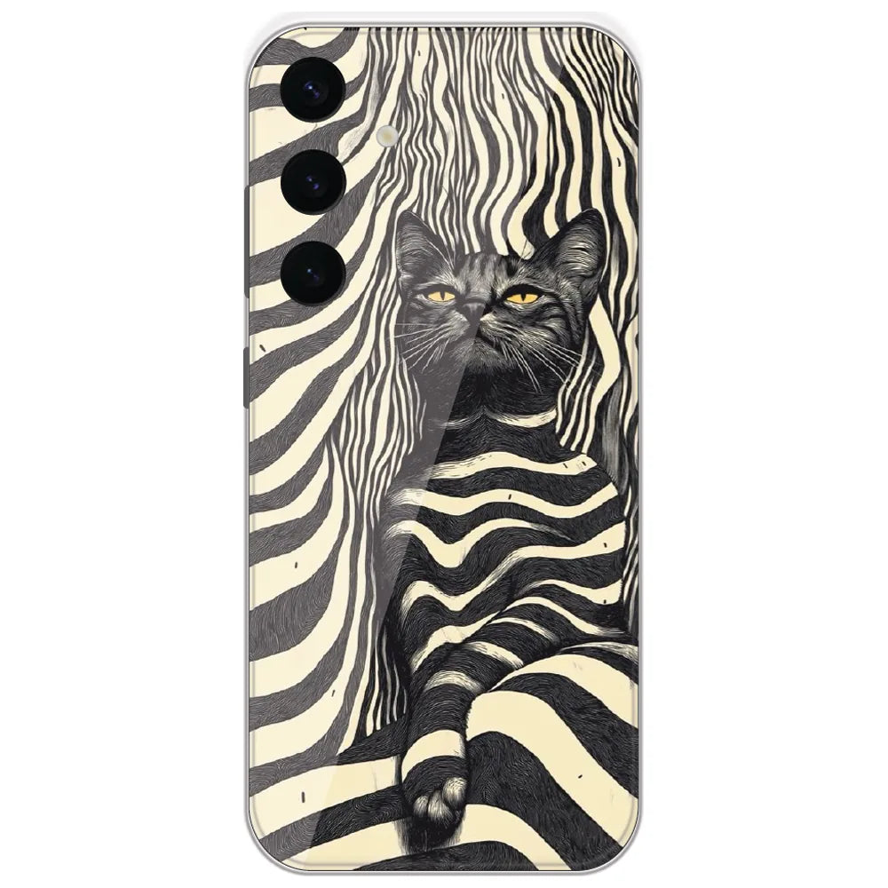 Zebra Stripe Cat - Printed Silicone Case for Samsung Galaxy S24 Plus