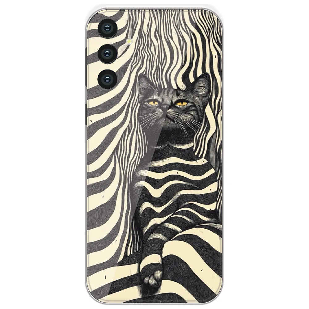 Zebra Stripe Cat - Printed Silicone Case for Samsung Galaxy S24