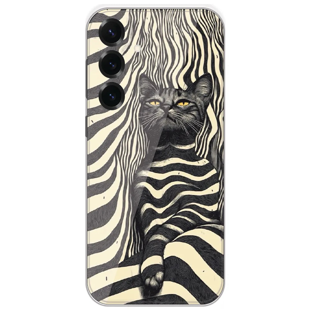 Zebra Stripe Cat - Printed Silicone Case for Samsung Galaxy S25 Plus
