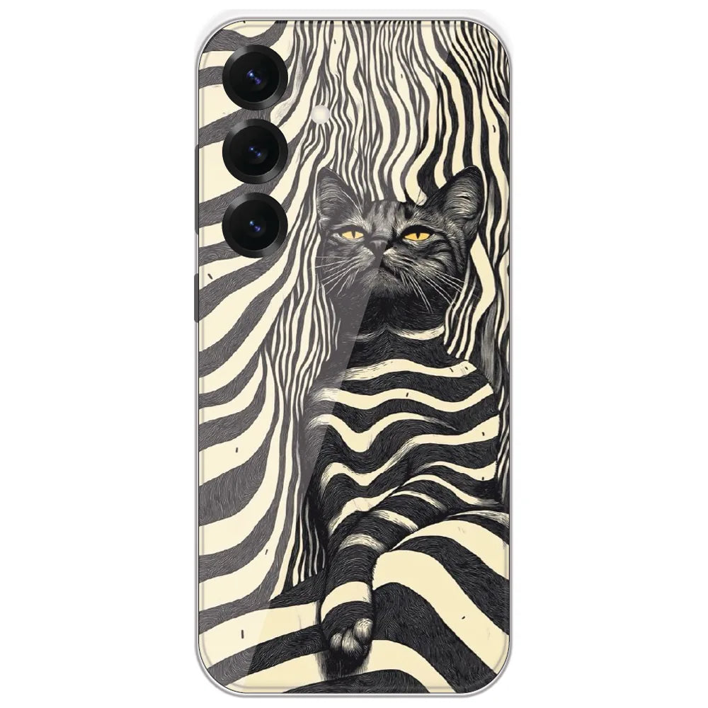 Zebra Stripe Cat - Printed Silicone Case for Samsung Galaxy S25