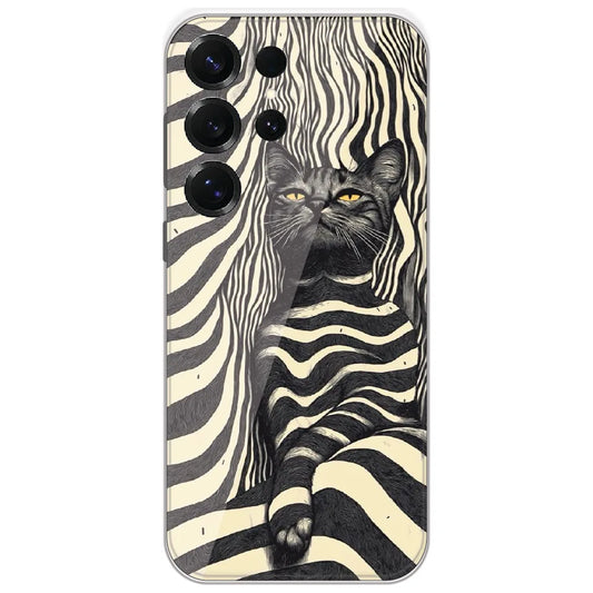 Zebra Stripe Cat - Printed Silicone Case for Samsung Galaxy S25 Ultra