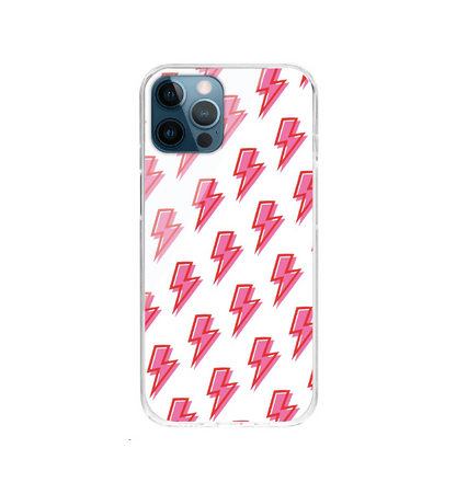 Pink Lightning Bolts - Silicon Case For Apple iPhone Models