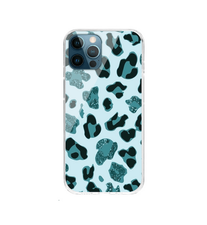 Blue Leopard Glitter Print - Silicon Case For Apple iPhone Models