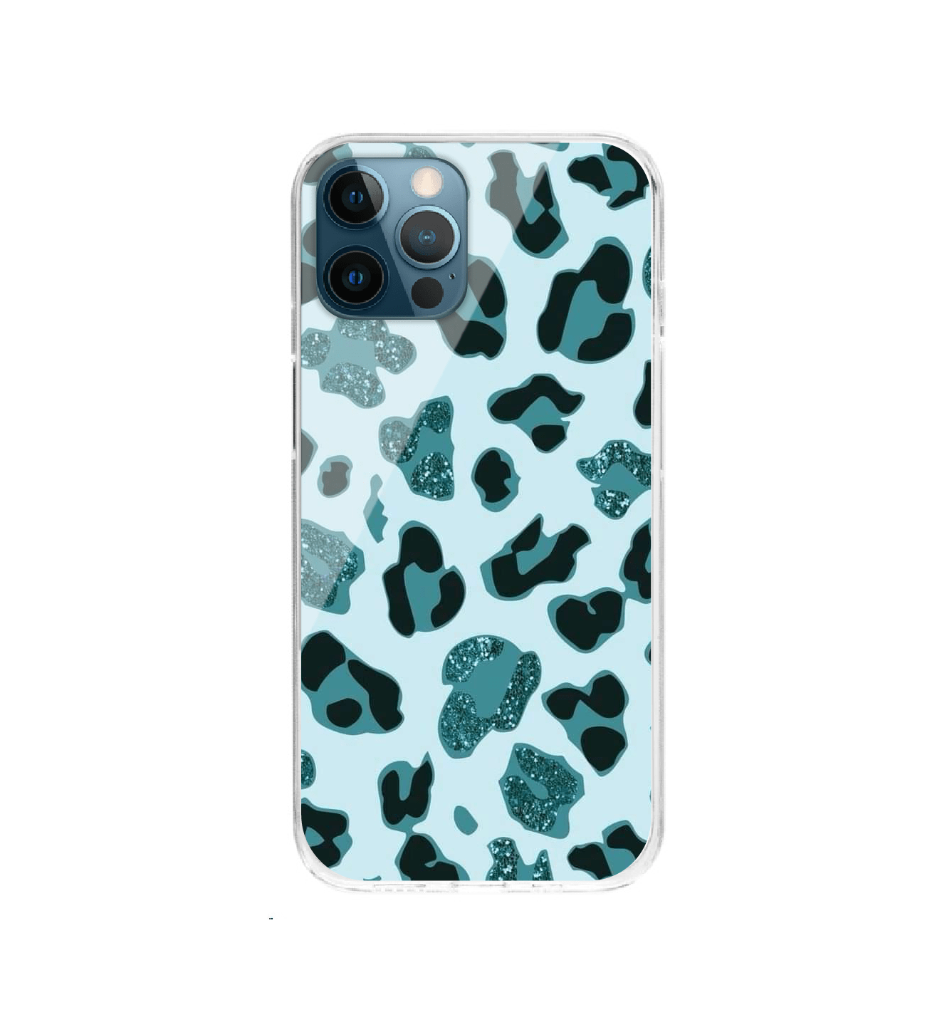 Blue Leopard Glitter Print - Silicone Case For Apple iPhone Models