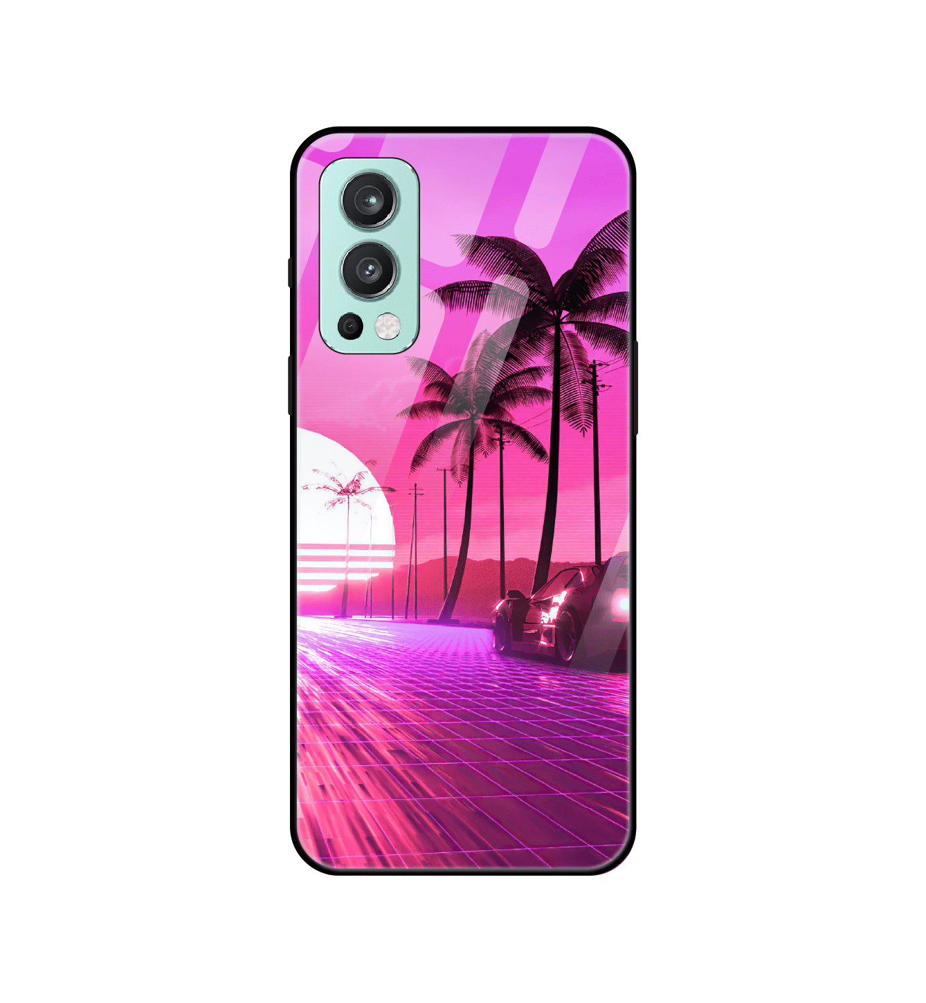 Retro Beach Synthwave  - Glass Case For One Plus Models