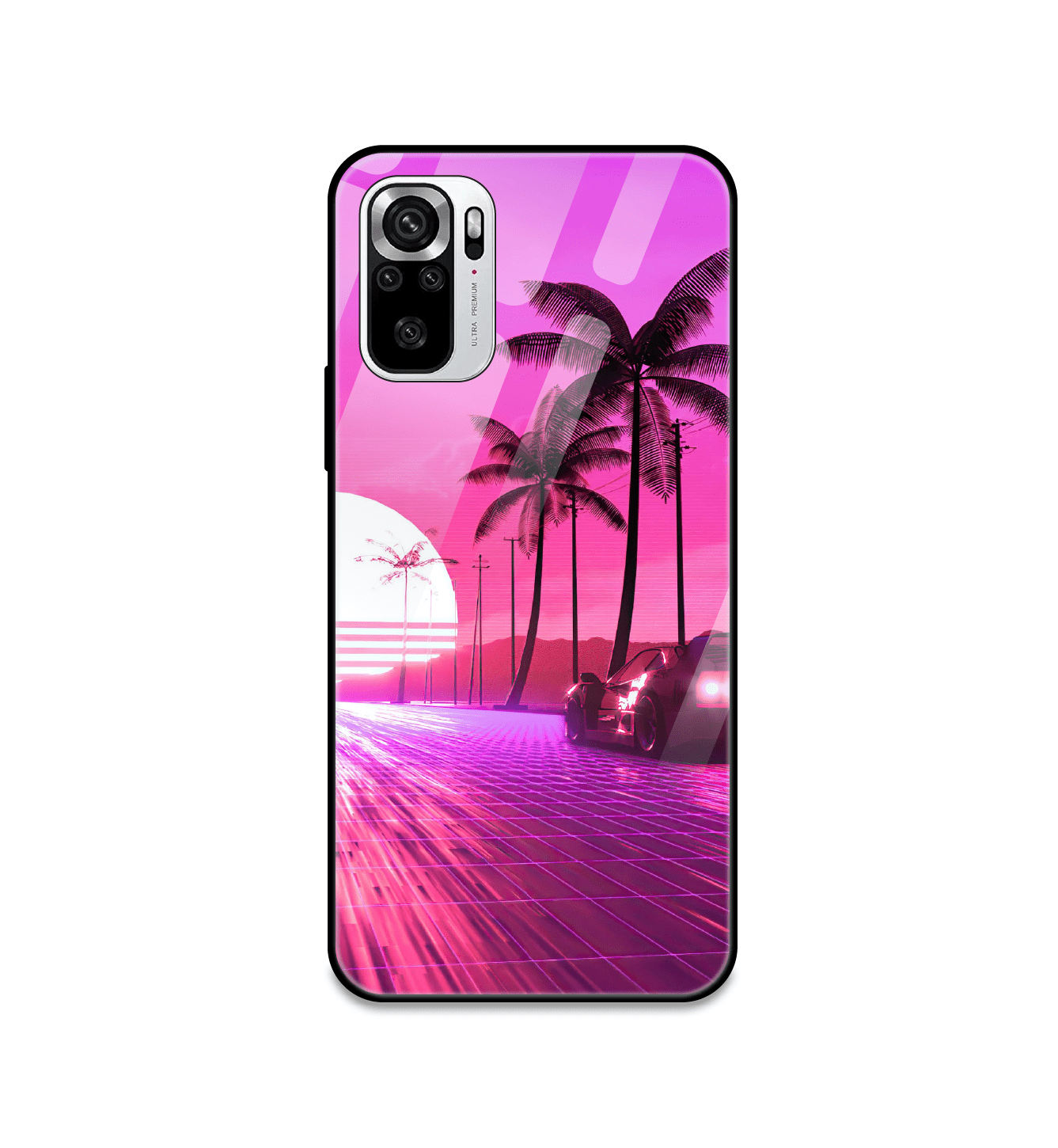 Retro Beach Synthwave - Glass Cases For Redmi Models