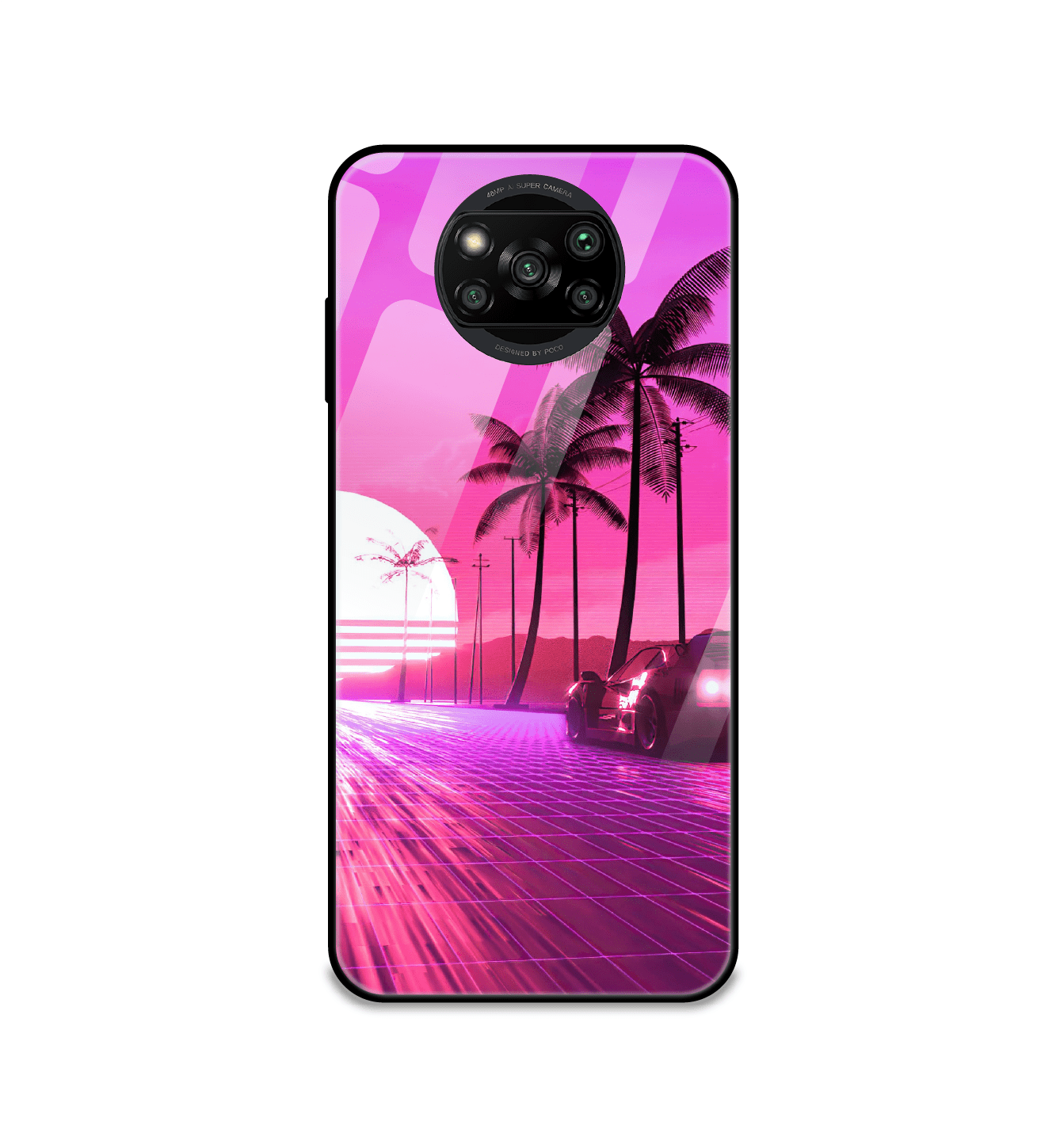Retro Beach Synthwave - Glass Cases For Poco Models