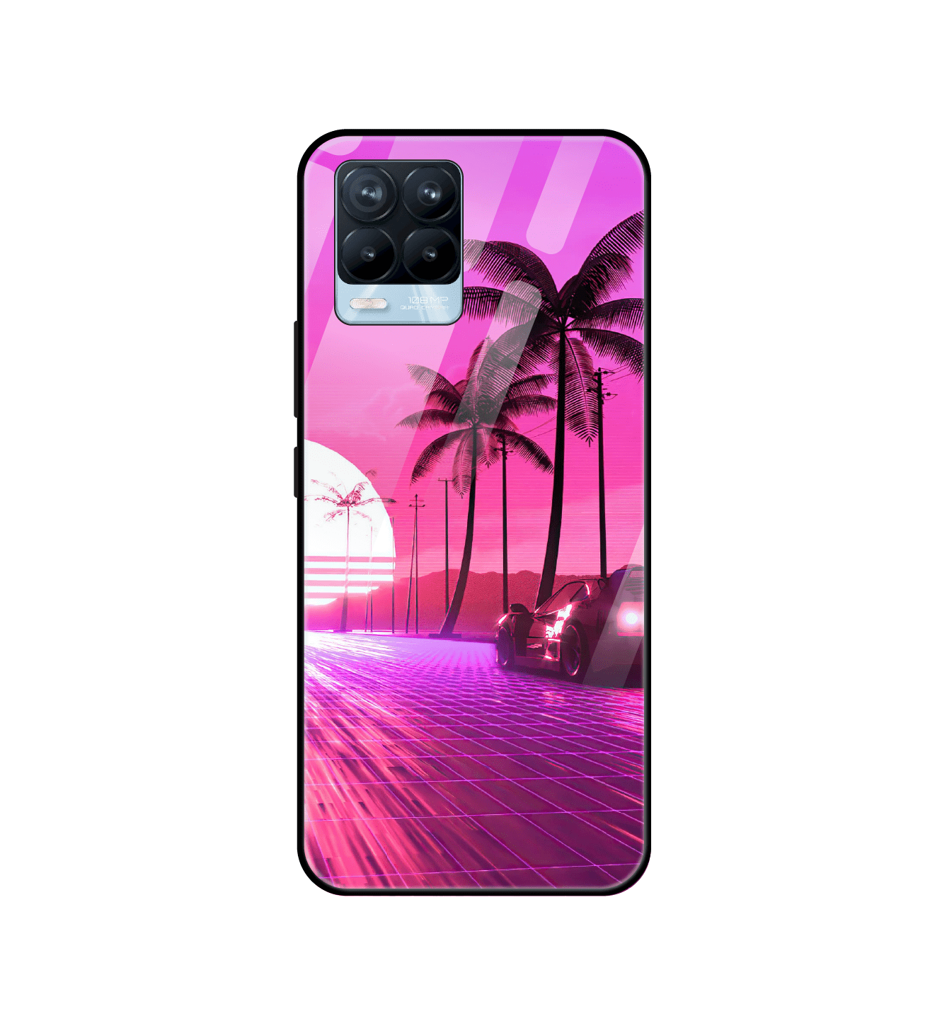 Retro Beach Synthwave - Glass Cases For Realme Models