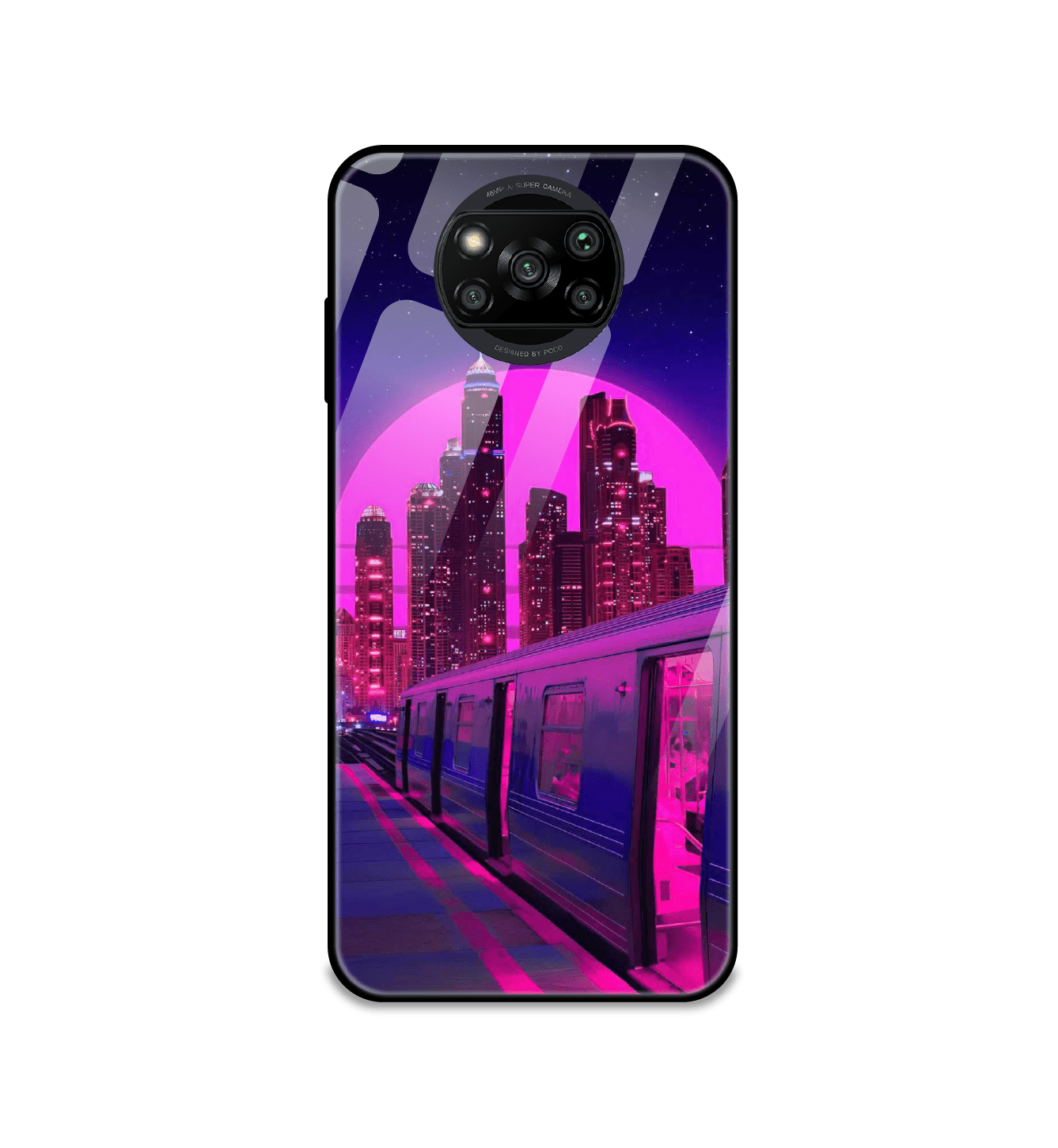 Neon city Synthwave - Glass Cases For Poco Models