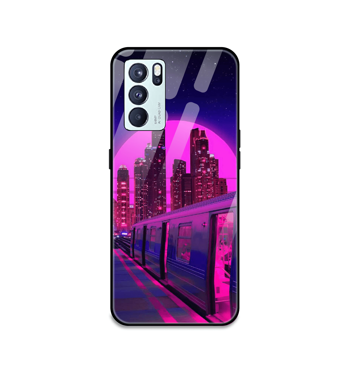 Neon City Synthwave - Glass Cases For Oppo Models