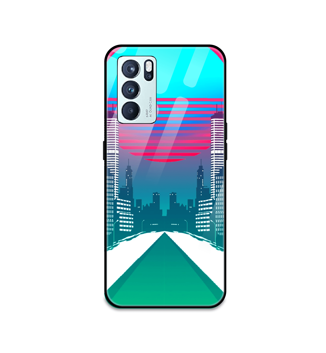 Citylight Synthwave - Glass Cases For Oppo Models