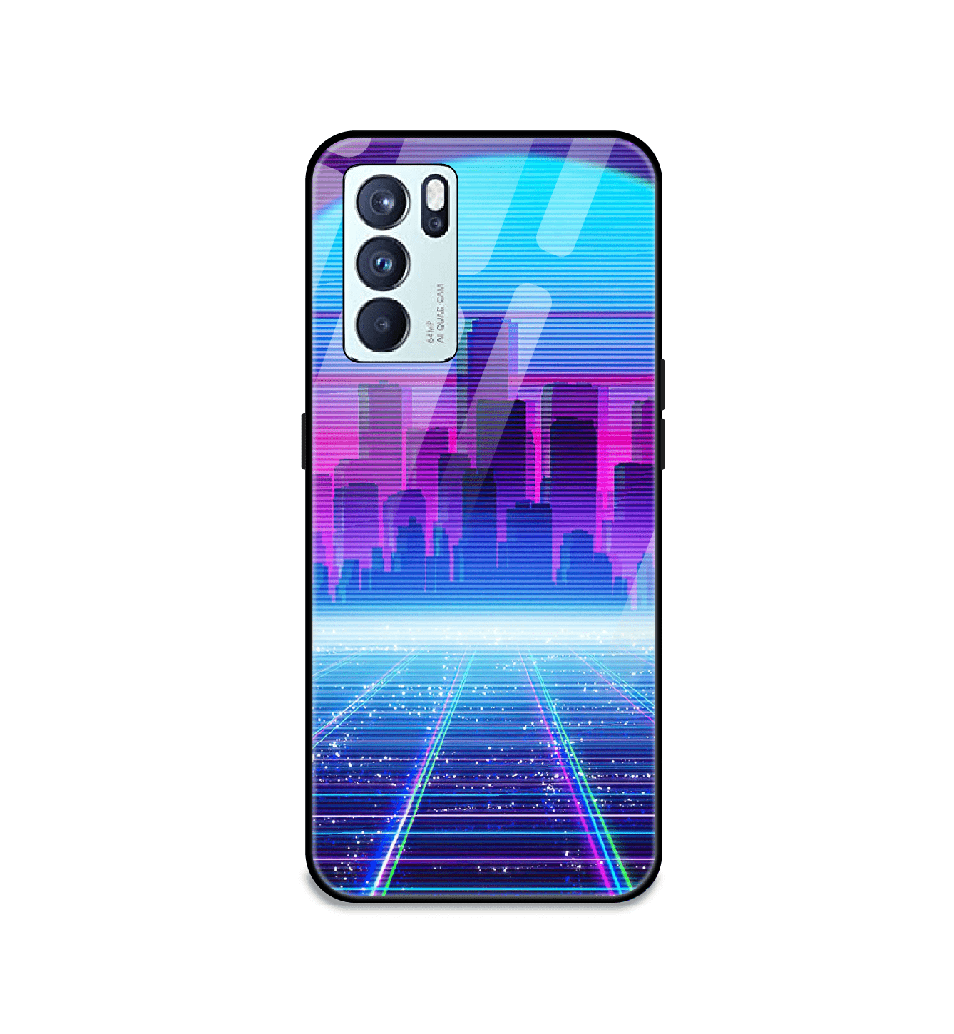 Cityscape Synthwave - Glass Cases For Oppo Models