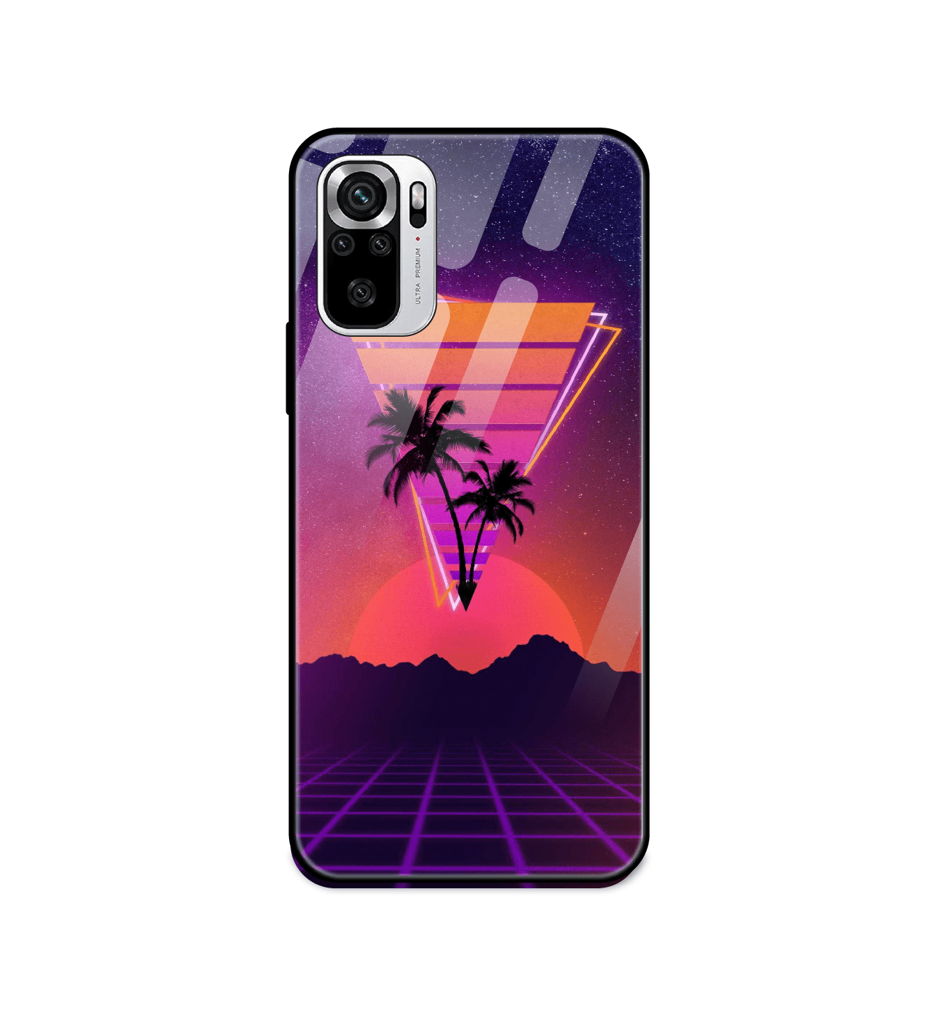 Sunset Grid  Synthwave - Glass Cases For Redmi Models