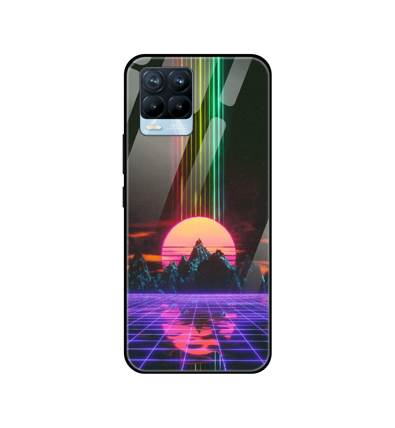 Retro Sunset  Synthwave - Glass Cases For Realme Models