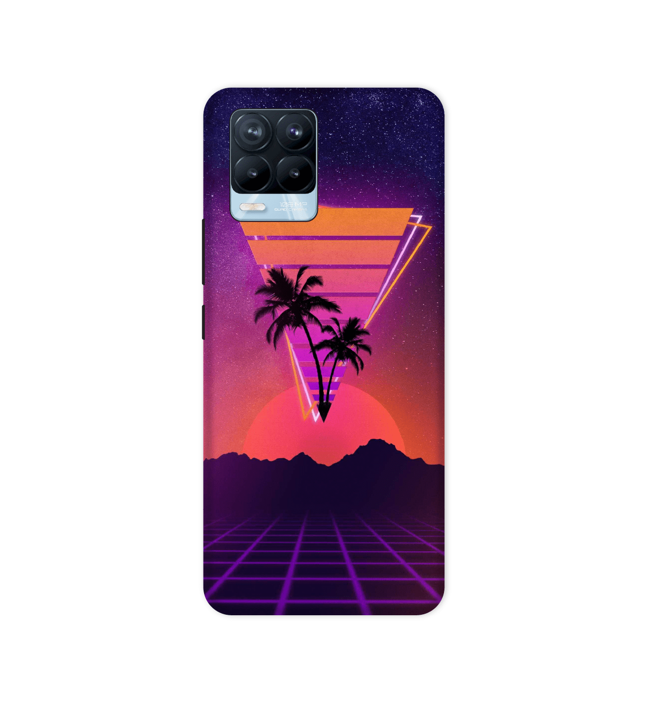 Sunset Grid  Synthwave  - Hard Cases For Realme Models