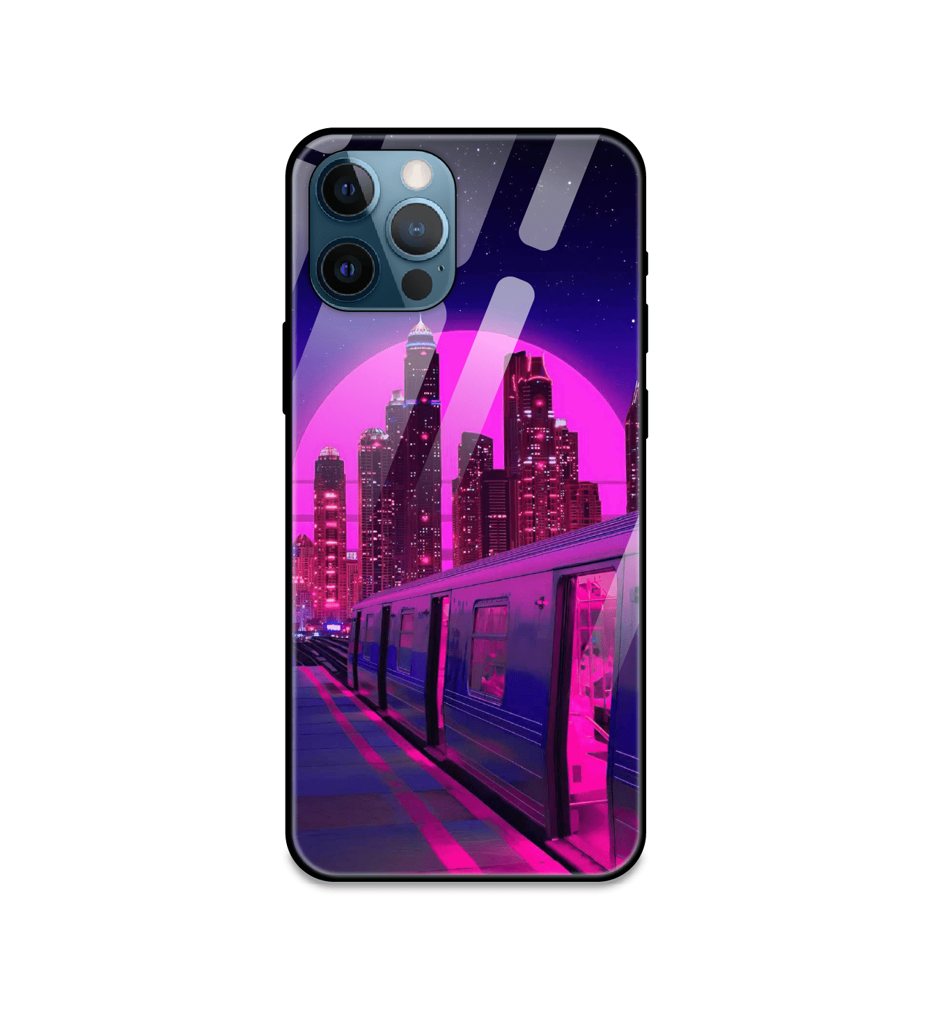 Neon City Synthwave - Glass Cases For iPhone Models