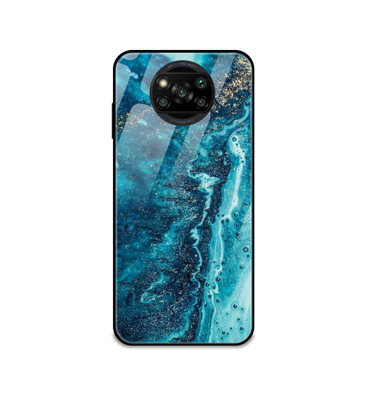 Blue Watermarble - Glass Cases For Poco Models