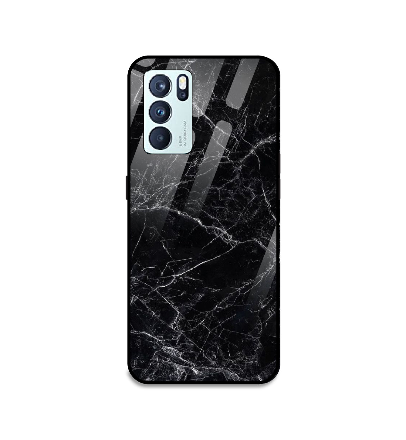 Black Marble - Glass Case For Oppo Models