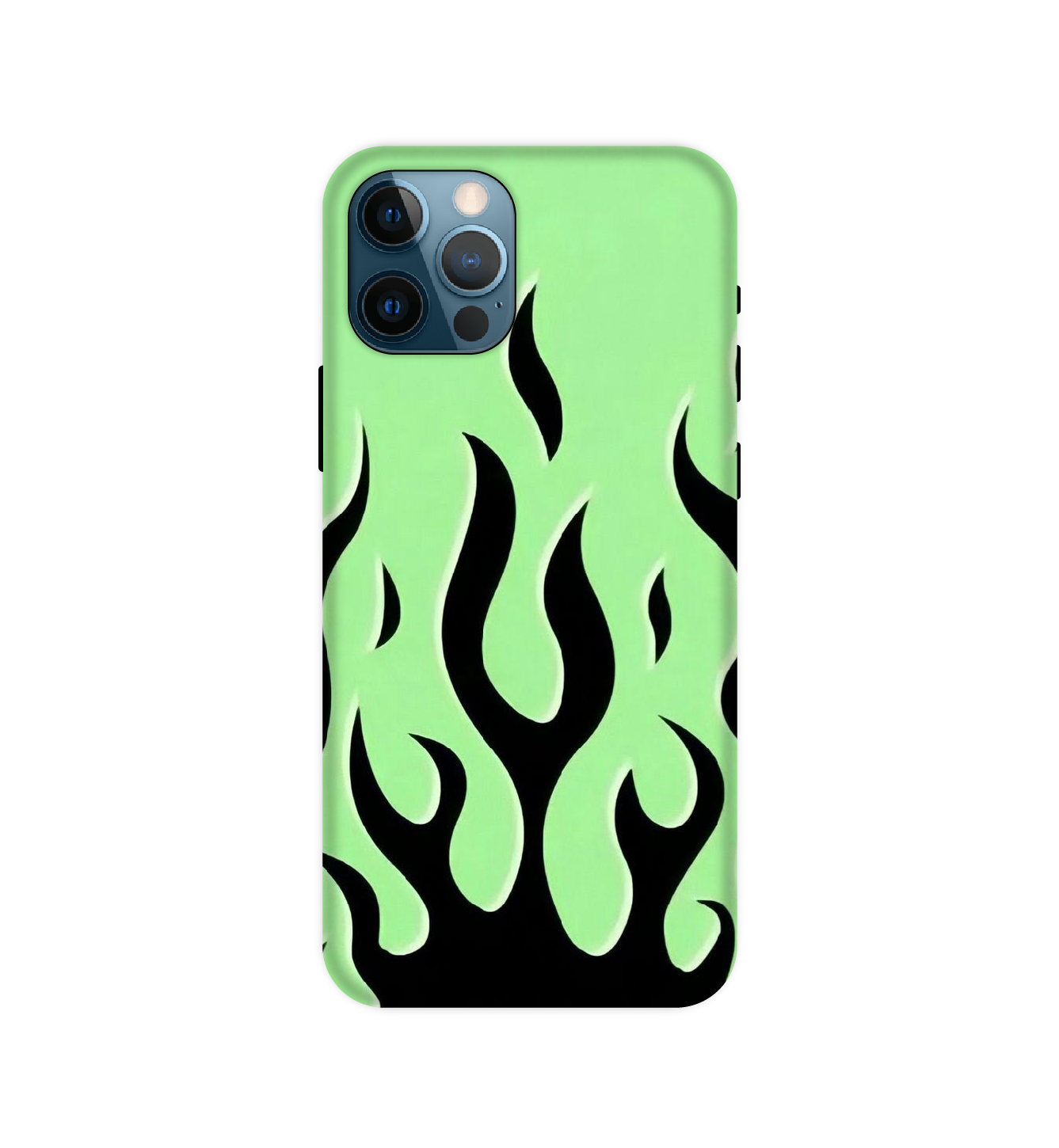 Green & Black Flames - Hard Cases For Apple iPhone Models