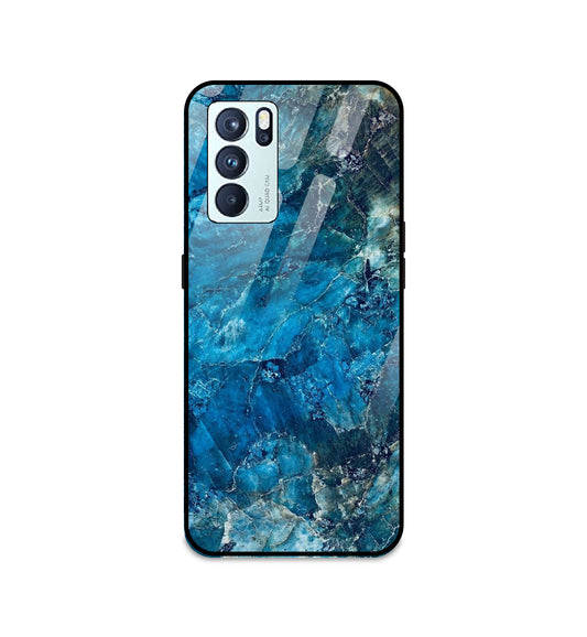 Blue Crystal Marble - Glass Case For Oppo Models