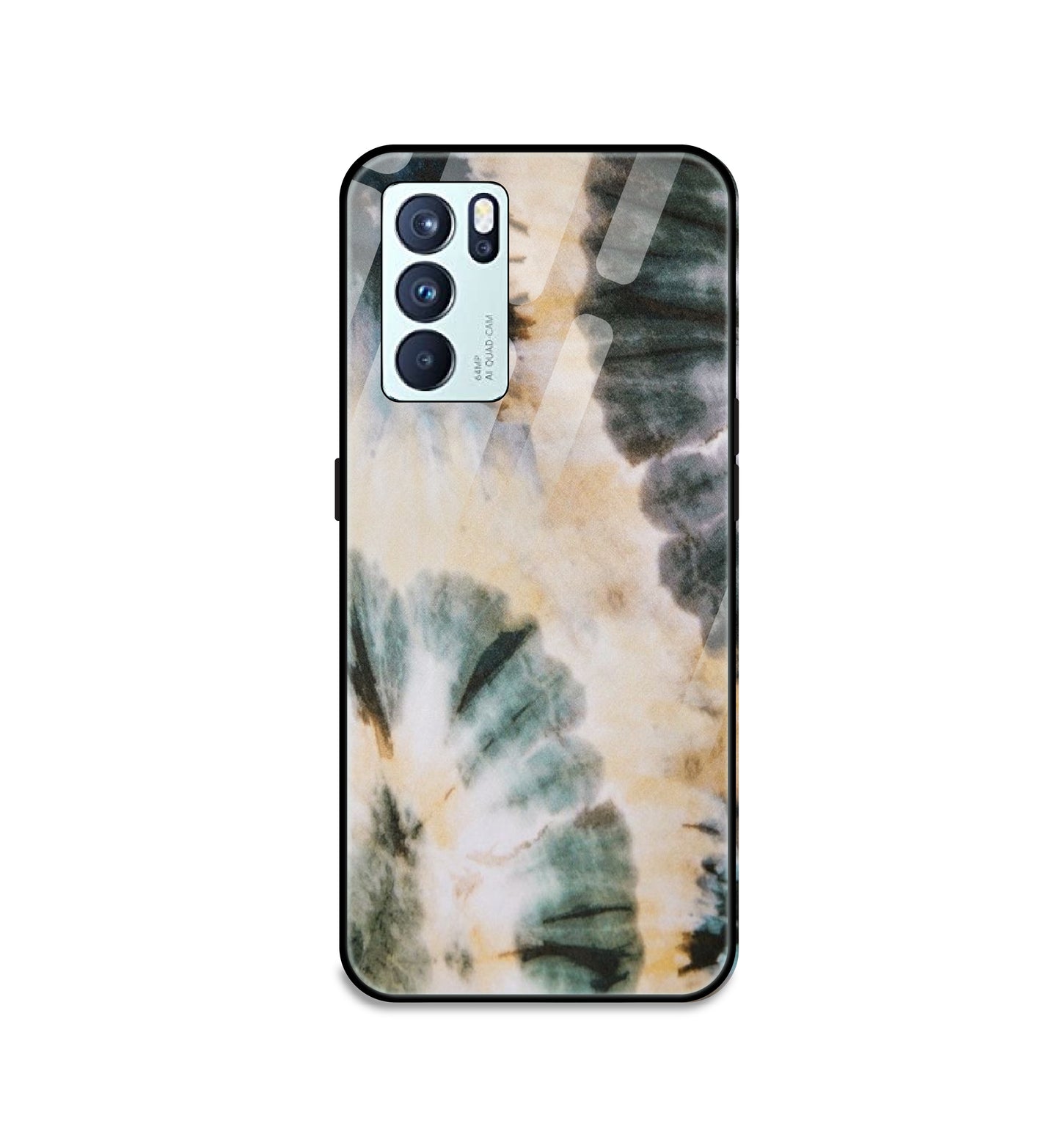 Black And Gold Tie Dye - Glass Cases For Oppo Models