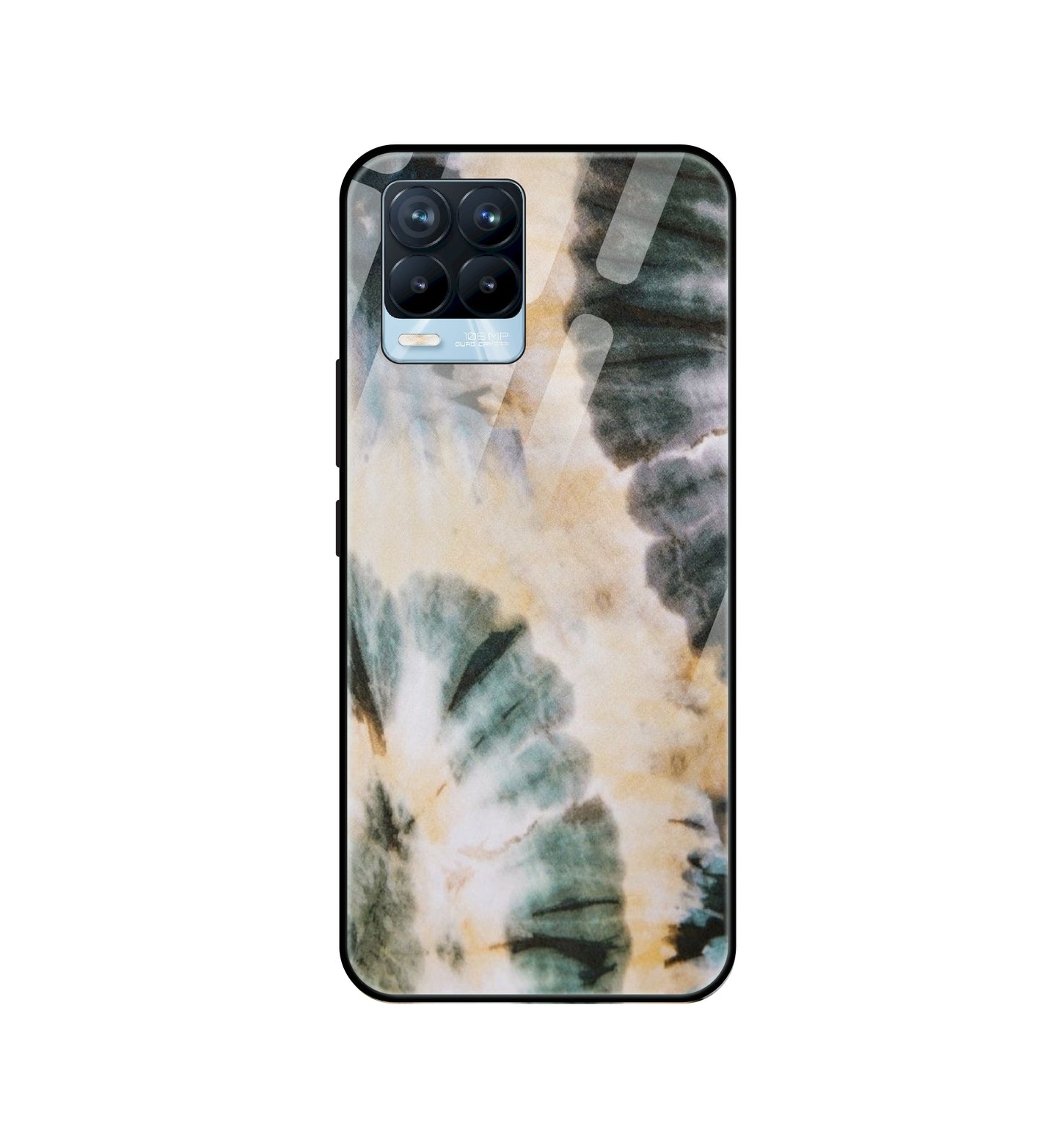 Black And Gold Tie Dye - Glass Case For Realme Models