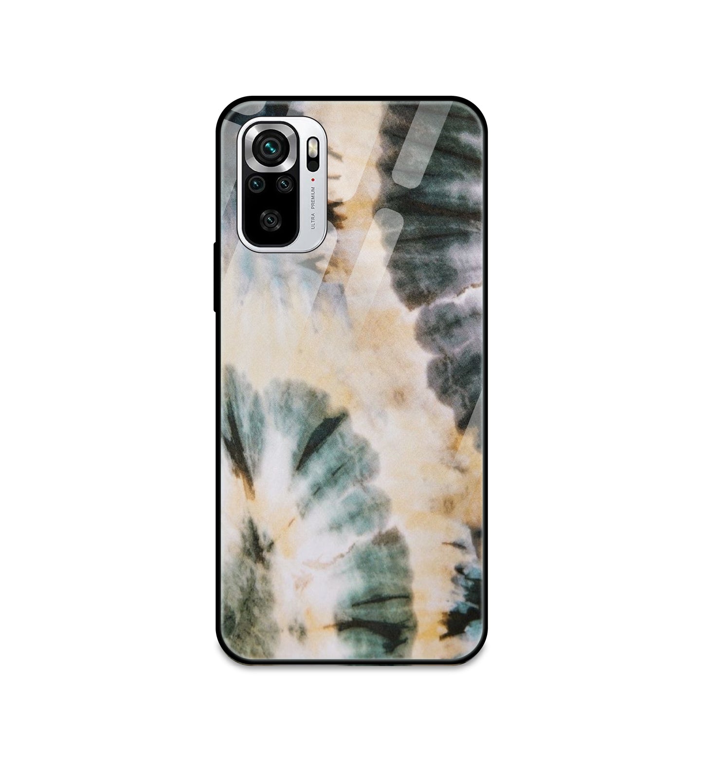 Black And Gold Tie Dye - Glass Case For Redmi Models