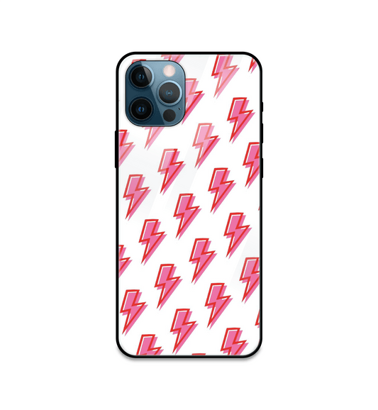 Pink Lightning Bolts - Glass Cases For iPhone Models