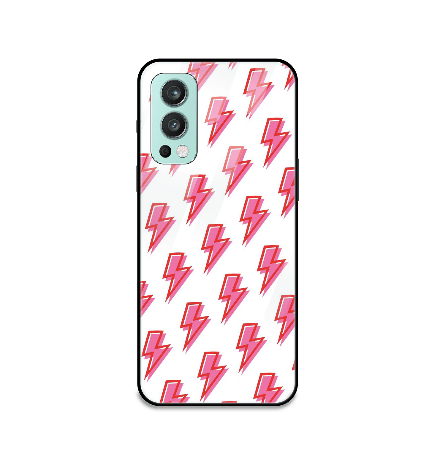 Pink Lightning Bolts - Glass Case For OnePlus Models