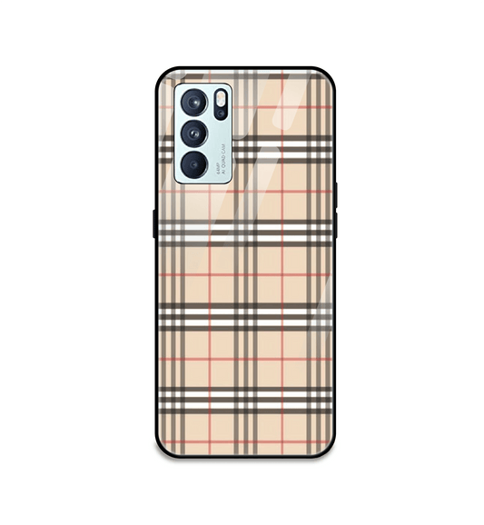 Yellow Checks - Glass Case For Oppo Models