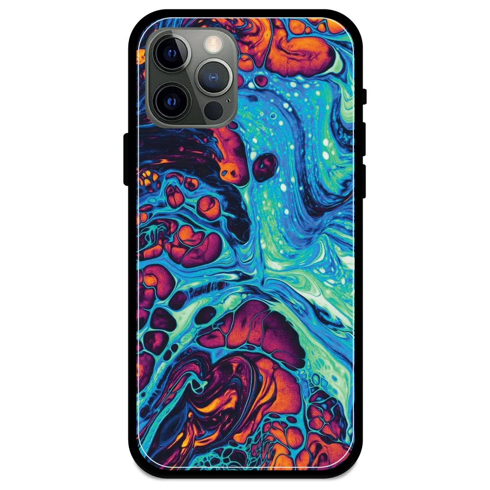 Blue And Orange Swirl - Armor Case For Apple iPhone Models 12 Pro Max