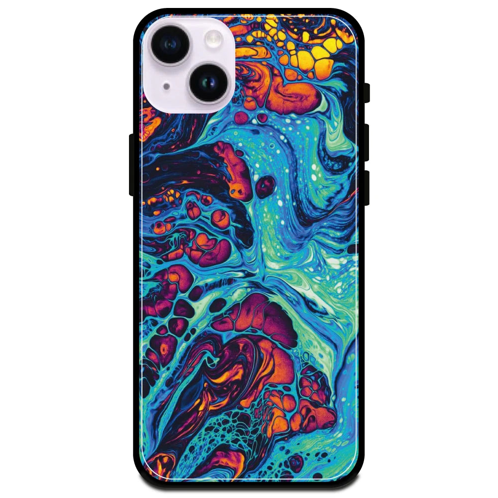 Blue And Orange Swirl - Armor Case For Apple iPhone Models 14 Plus