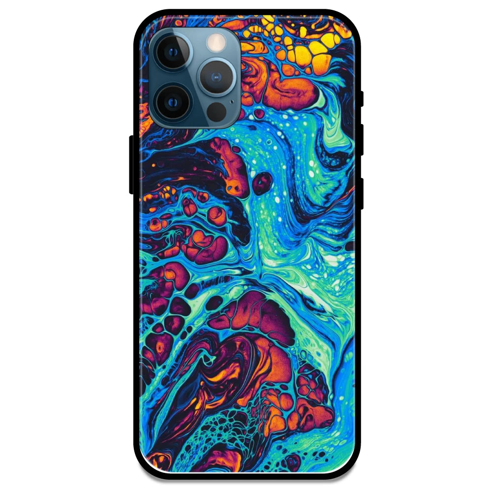 Blue And Orange Swirl - Armor Case For Apple iPhone Models 14 Pro