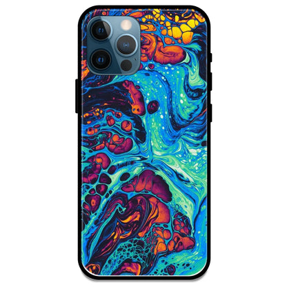 Blue And Orange Swirl - Armor Case For Apple iPhone Models 14 Pro