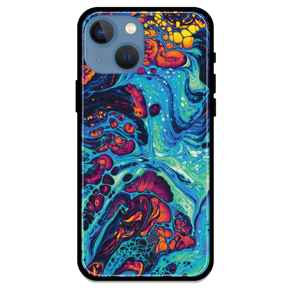 Blue And Orange Swirl - Armor Case For Apple iPhone Models 13 Mini