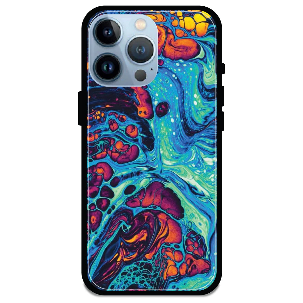 Blue And Orange Swirl - Armor Case For Apple iPhone Models 14 Pro Max