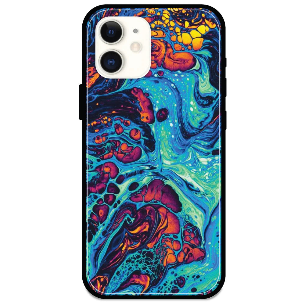 Blue And Orange Swirl - Armor Case For Apple iPhone Models 12