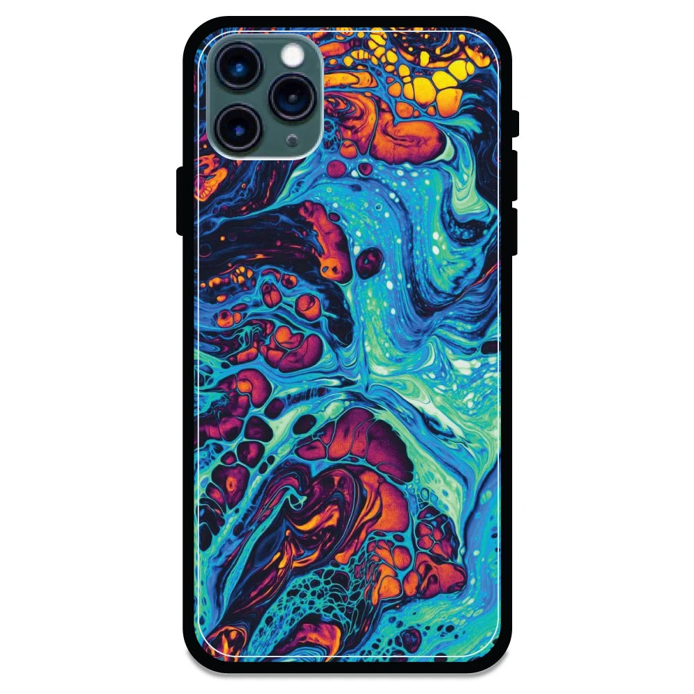 Blue And Orange Swirl - Armor Case For Apple iPhone Models 11 Pro Max