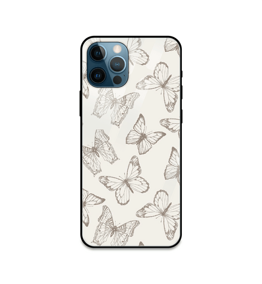 White Butterflies - Glass Cases For iPhone Models